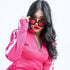 HEED NYC Classic Women's Hot Pink & White Track Dress
